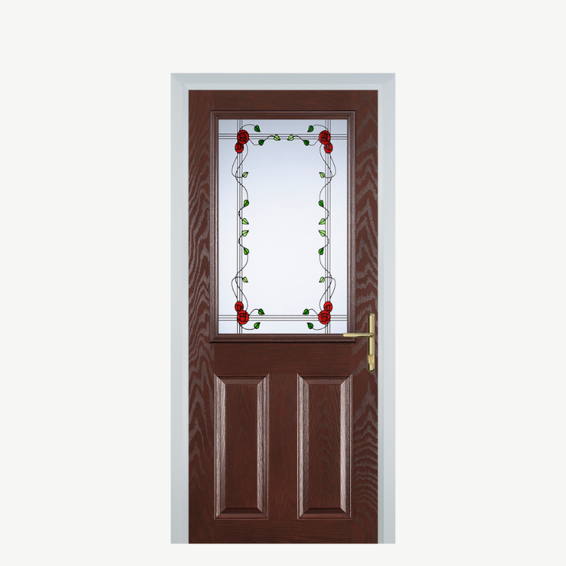 Door F 2 Panel 1 Square Dark Wood Mackintosh Rose image 0