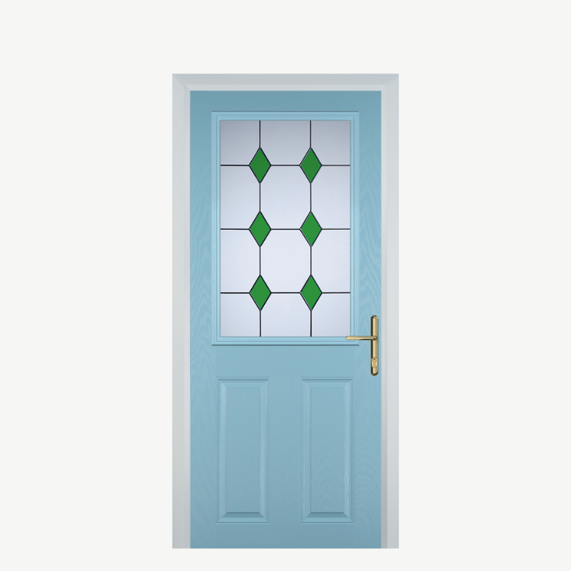 Door F 2 Panel 1 Square Duck Egg Blue 3 Drop Diamond Green image 0