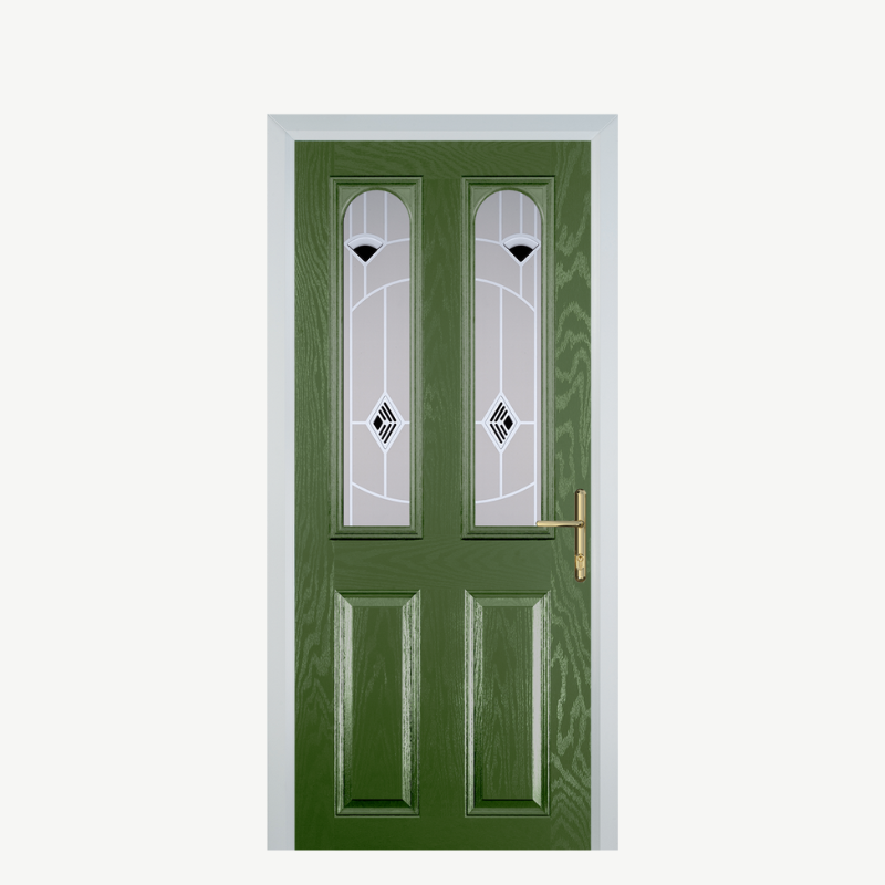 Door A 2 Panel 2 Arch Fern Green Murano Black image 0