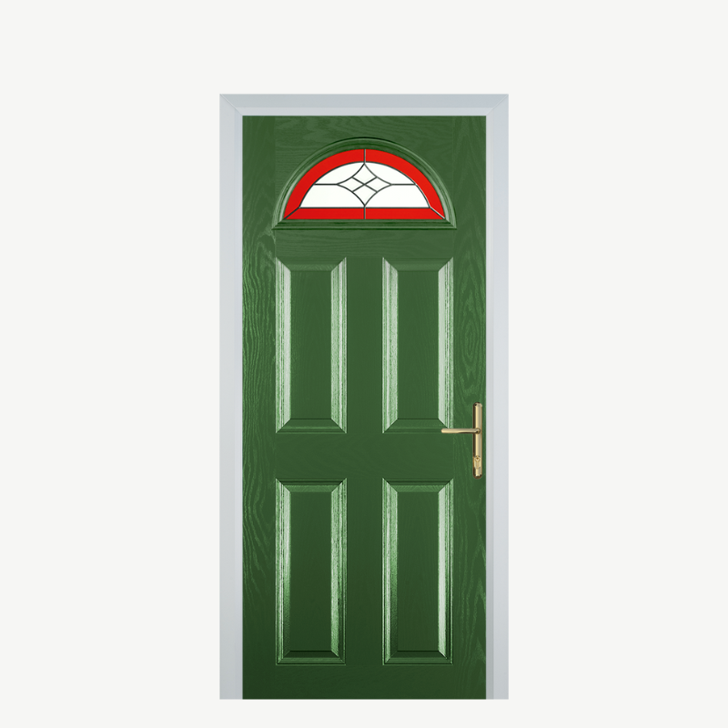 Door D 4 Panel 1 Arch Fern Green Crystal Harmony Red image 0