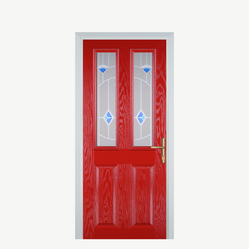 Door C 2 Panel 2 Square Poppy Red (High Gloss) Murano Blue image 0