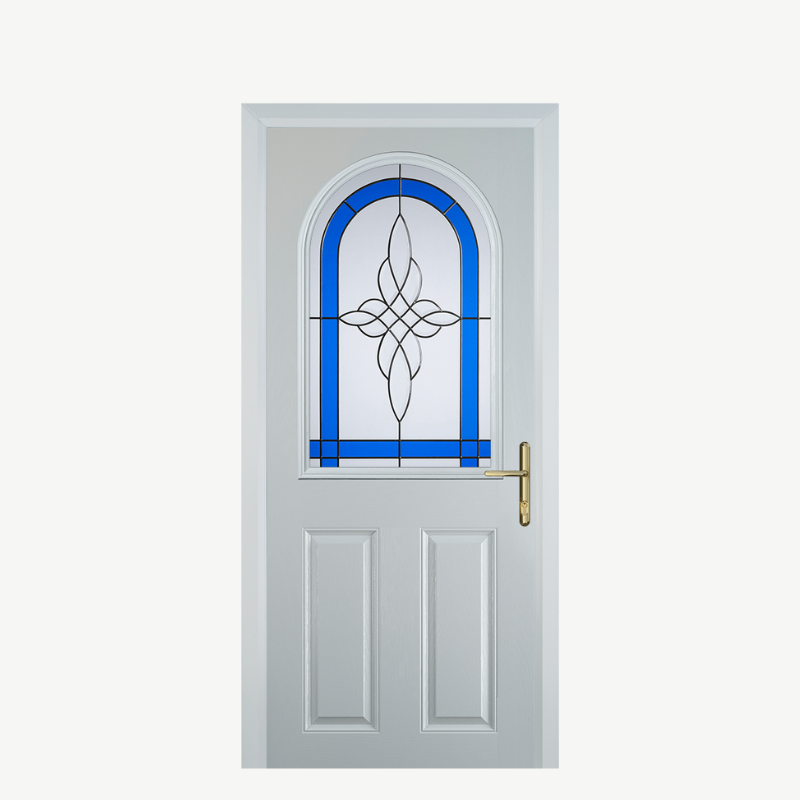 Door E 2 Panel 1 Arch White Crystal Harmony Blue image 0