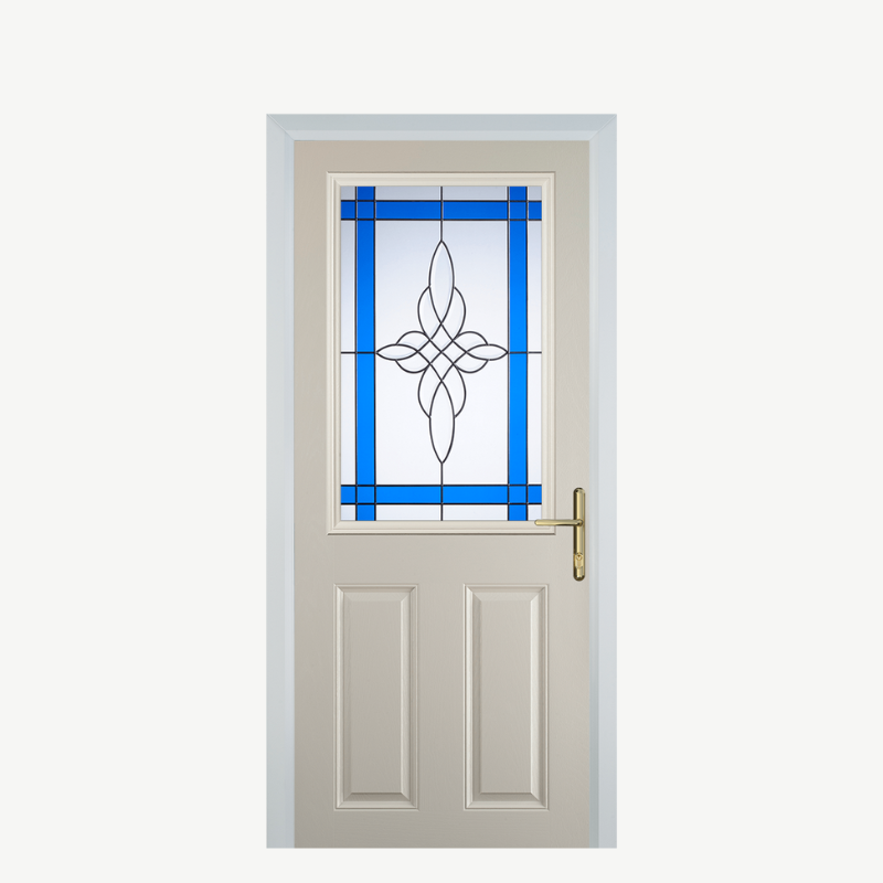Door F 2 Panel 1 Square Cream Crystal Harmony Blue image 0
