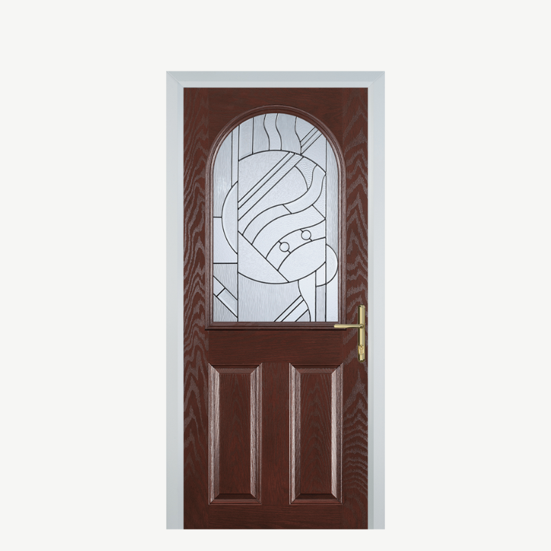 Door E 2 Panel 1 Arch Dark Wood Zinc Art Abstract image 0