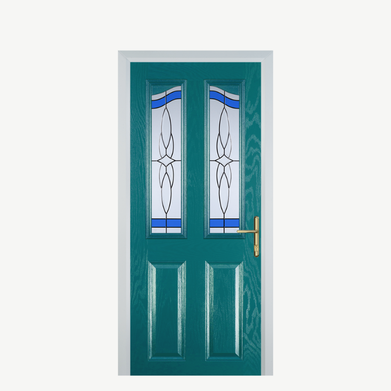Door B 2 Panel 2 Angle Turquoise Blue Crystal Harmony Blue image 0