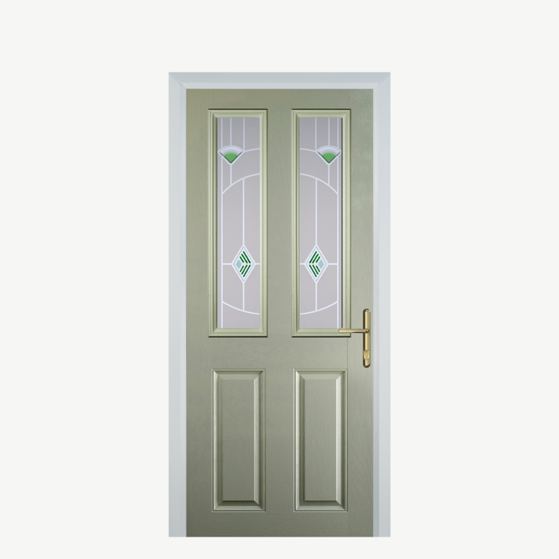 Door C 2 Panel 2 Square Pebble Grey Murano Green image 0
