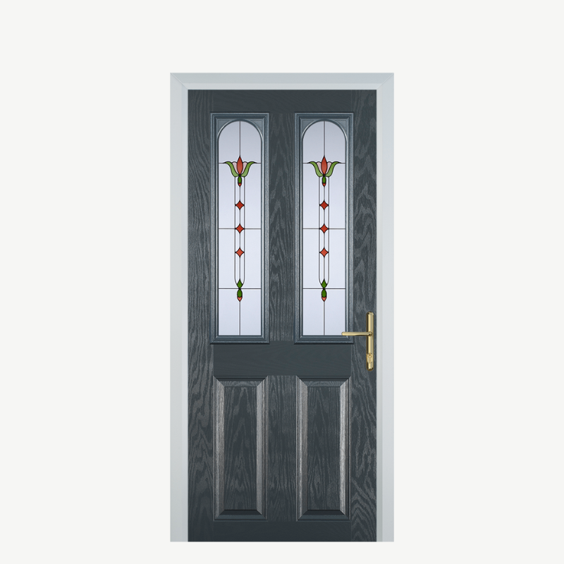 Door A 2 Panel 2 Arch Grey Fleur image 0