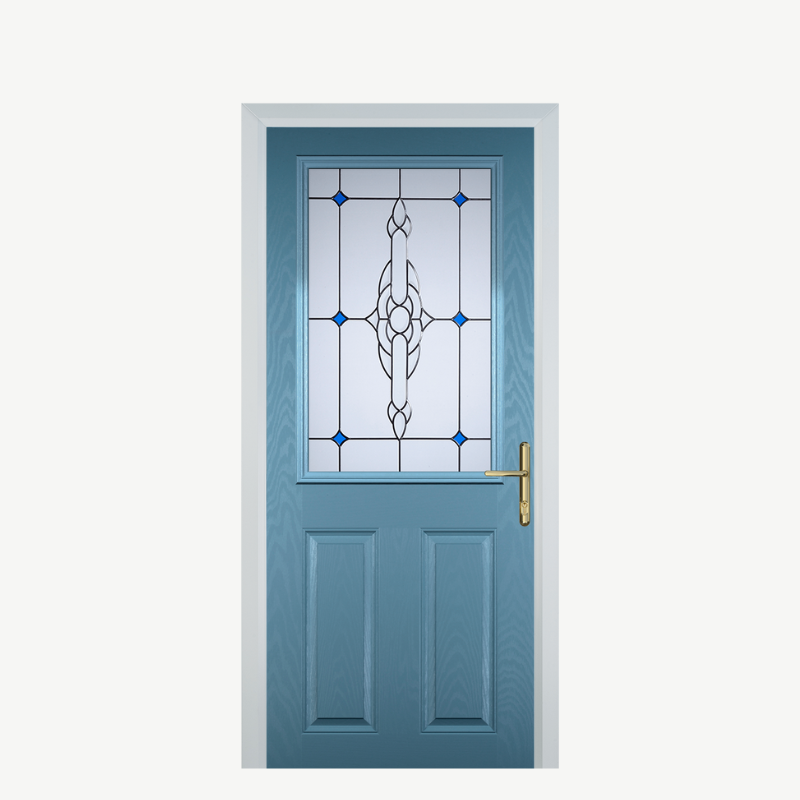 Door F 2 Panel 1 Square Pastel Blue Crystal Bohemia Blue image 0