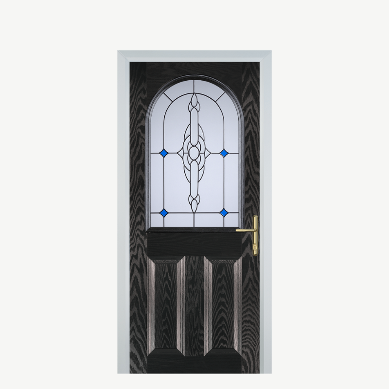 Door E 2 Panel 1 Arch Black Brown Crystal Bohemia Blue image 0