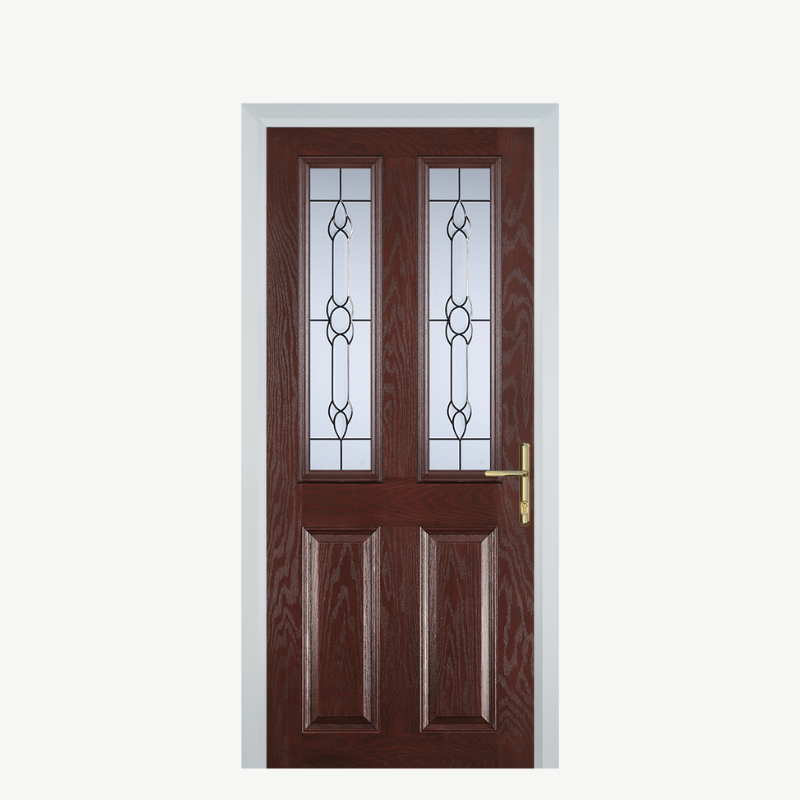 Door C 2 Panel 2 Square Dark Wood Crystal Bohemia image 0