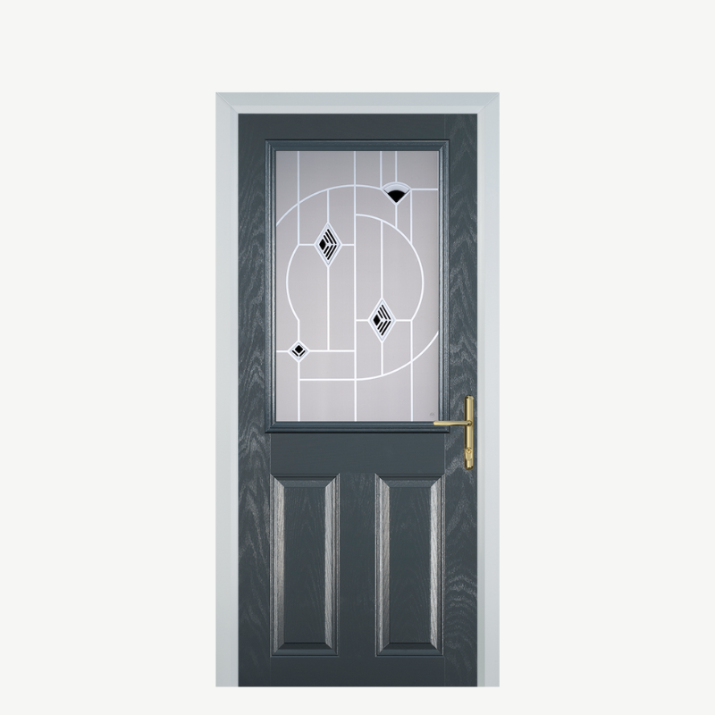Door F 2 Panel 1 Square Grey Murano Black image 0