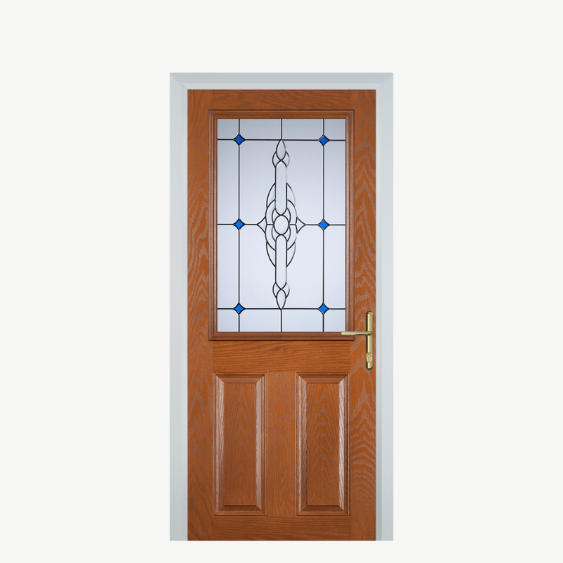 Door F 2 Panel 1 Square Oak Crystal Bohemia Blue image 0