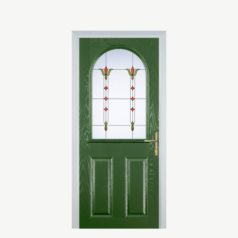 Door E 2 Panel 1 Arch Fern Green Fleur image 0