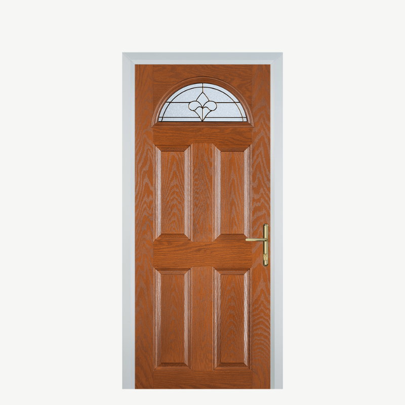 Door D 4 Panel 1 Arch Oak Brass Art Clarity image 0