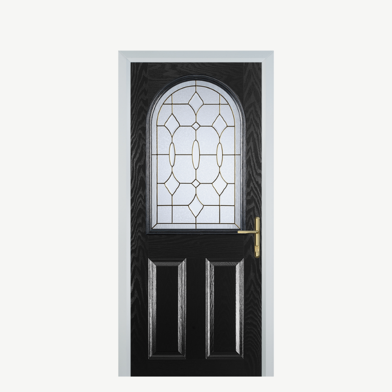 Door E 2 Panel 1 Arch Black Brass Art Clarity image 0