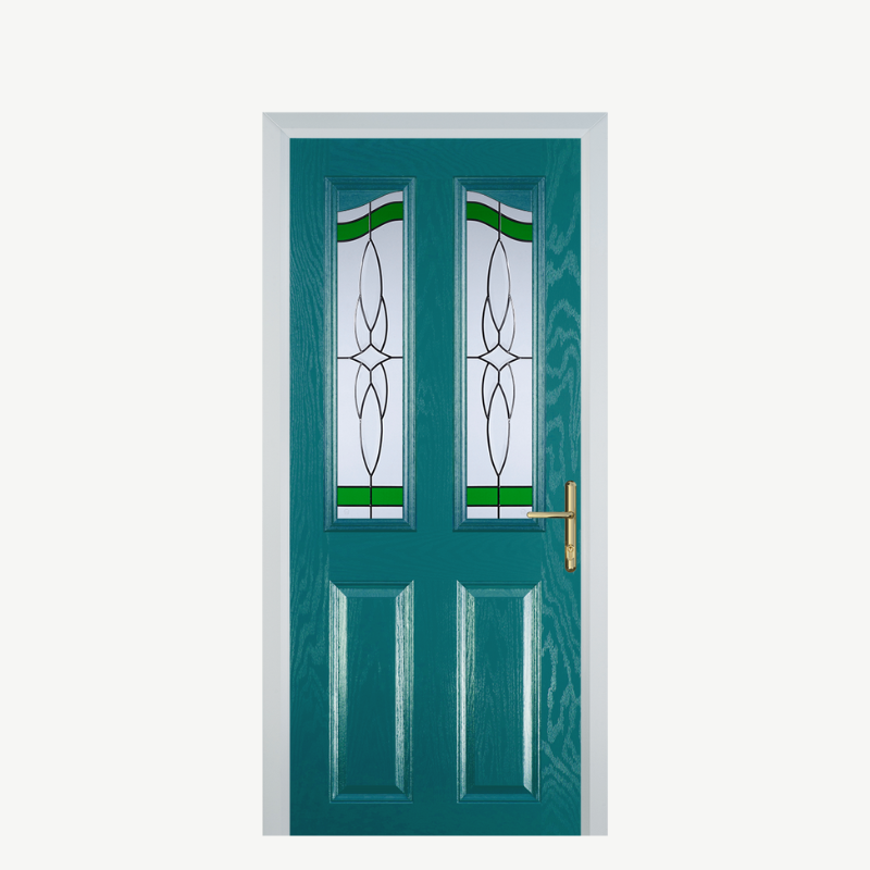 Door B 2 Panel 2 Angle Turquoise Blue Crystal Harmony Green image 0