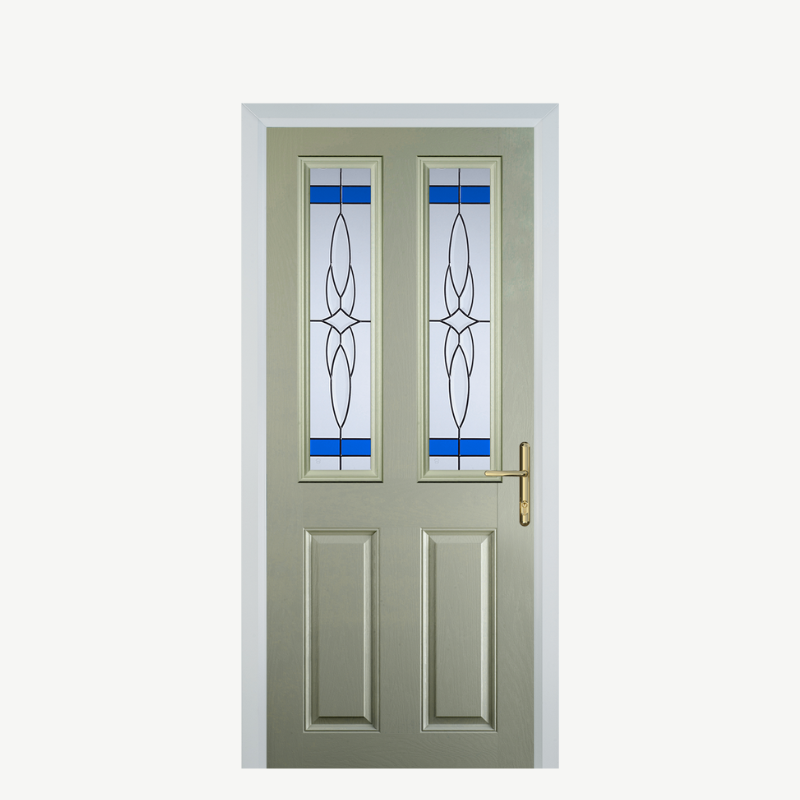 Door C 2 Panel 2 Square Pebble Grey Crystal Harmony Blue image 0