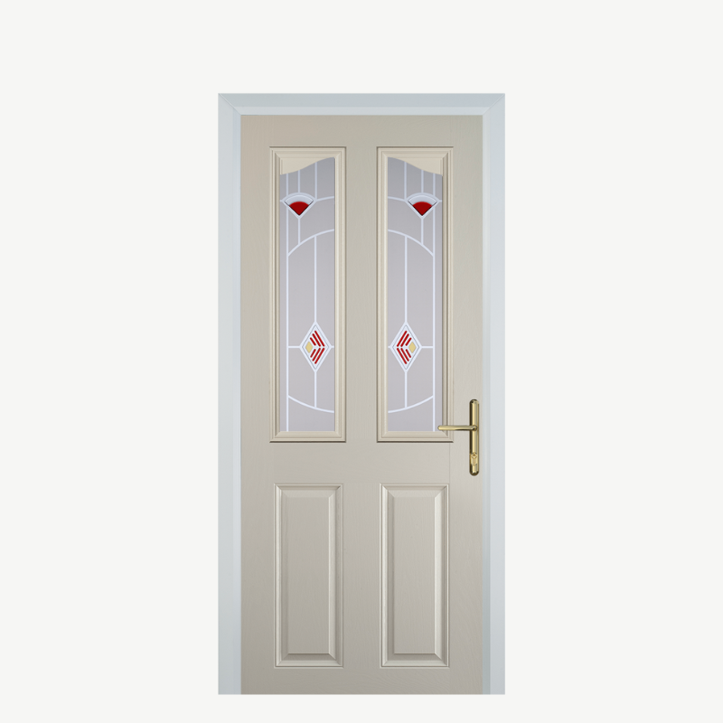 Door B 2 Panel 2 Angle Cream Murano Red image 0