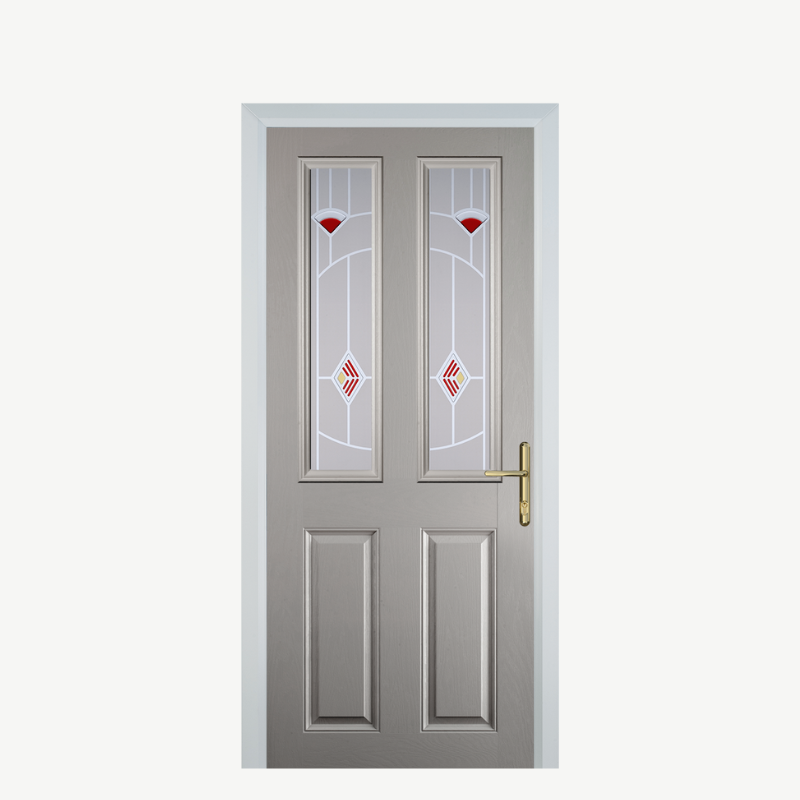 Door C 2 Panel 2 Square Agate Grey Murano Red image 0