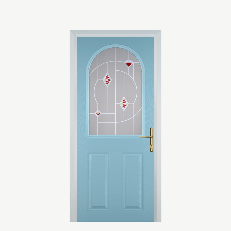 Door E 2 Panel 1 Arch Duck Egg Blue Murano Red image 0