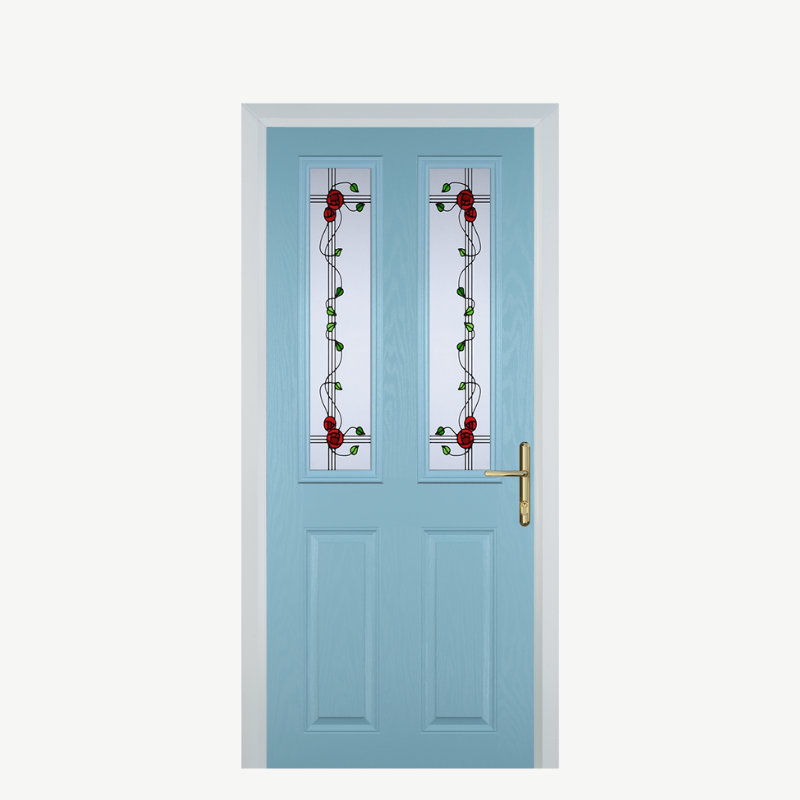 Door C 2 Panel 2 Square Duck Egg Blue Mackintosh Rose image 0