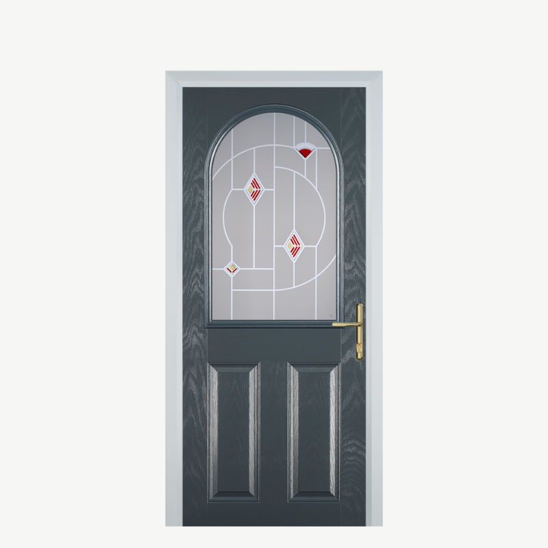 Door E 2 Panel 1 Arch Grey Murano Red image 0
