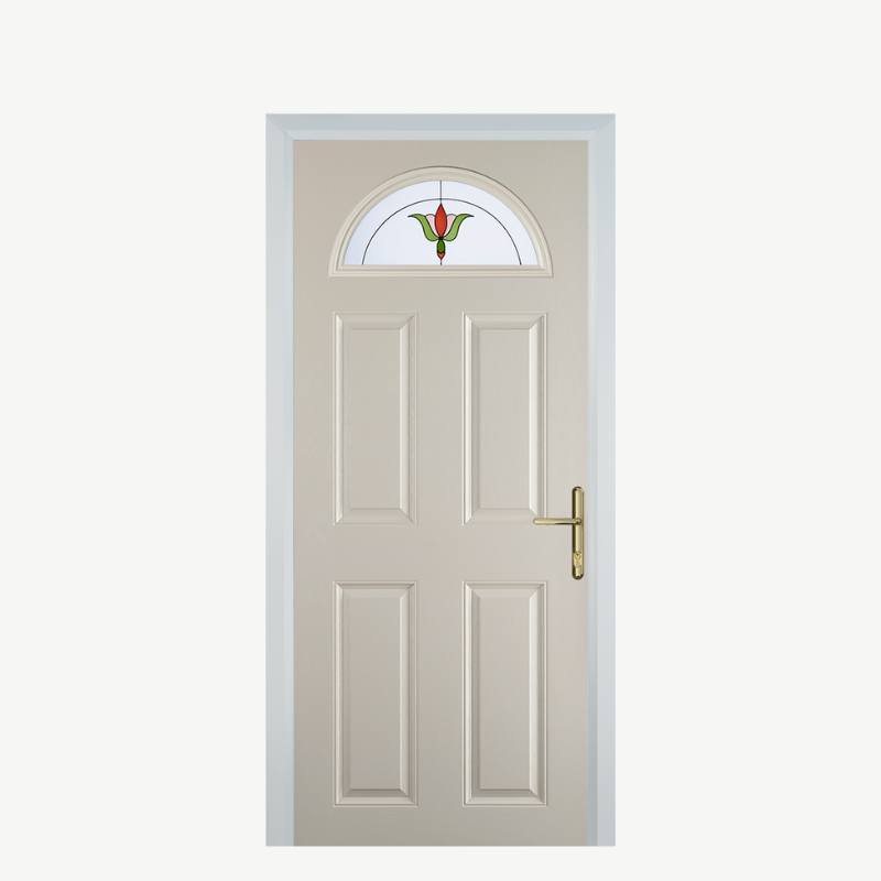 Door D 4 Panel 1 Arch Cream Fleur image 0