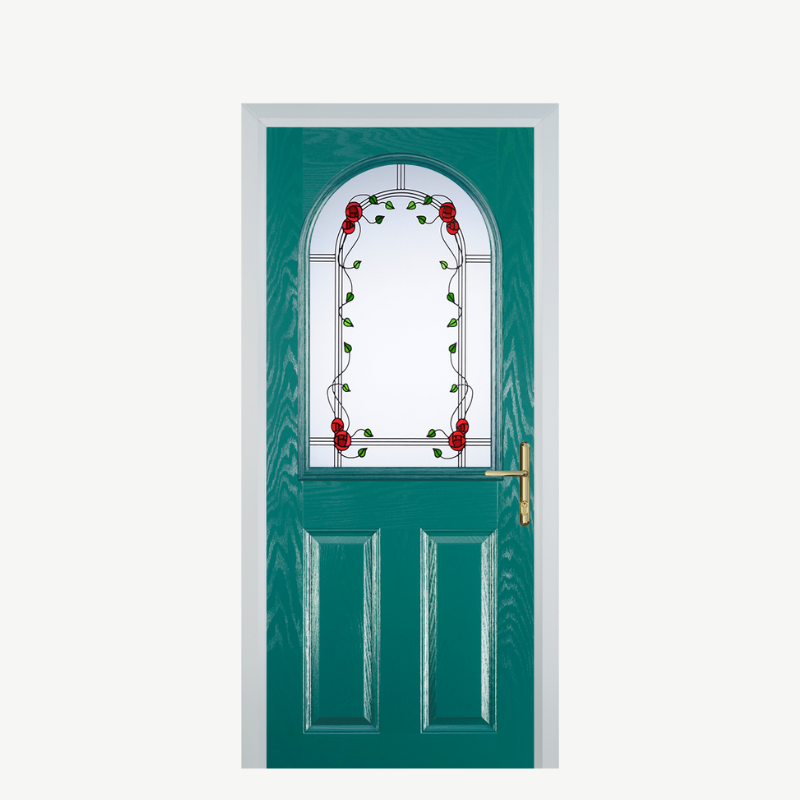 Door E 2 Panel 1 Arch Turquoise Blue Mackintosh Rose image 0
