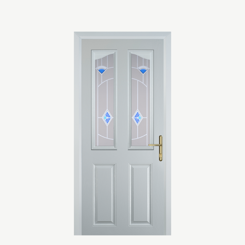 Door B 2 Panel 2 Angle White Murano Blue image 0