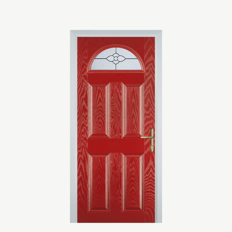 Door D 4 Panel 1 Arch Red Finesse image 0