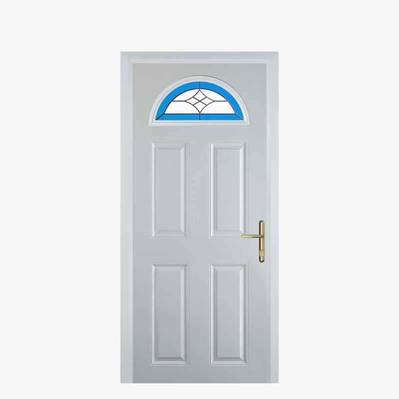 Door D 4 Panel 1 Arch White Crystal Harmony Blue image 0