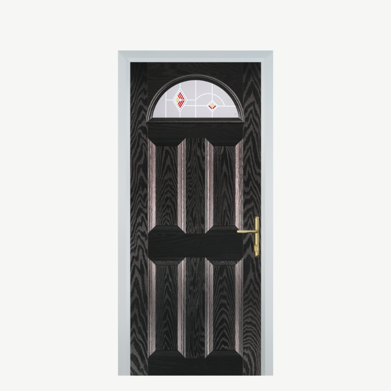 Door D 4 Panel 1 Arch Black Brown Murano Red image 0