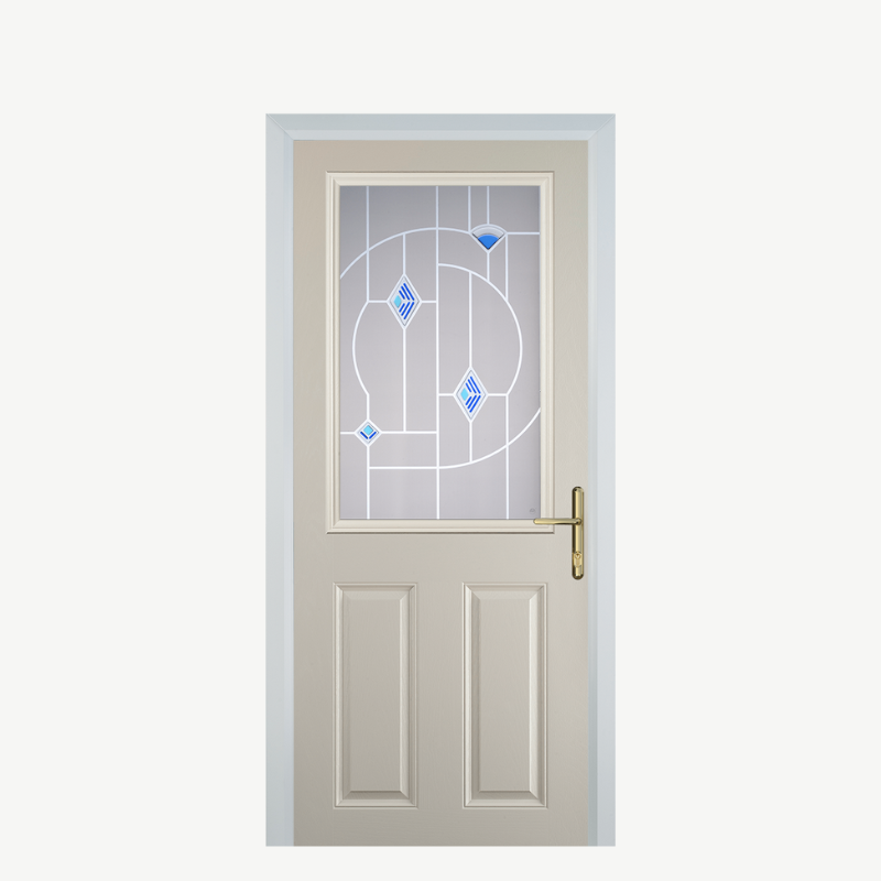 Door F 2 Panel 1 Square Cream Murano Blue image 0