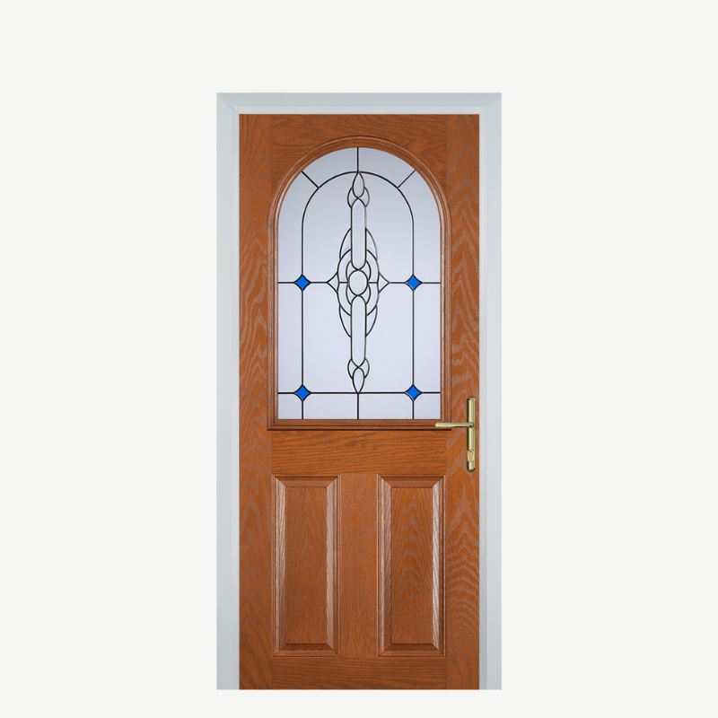 Door E 2 Panel 1 Arch Oak Crystal Bohemia Blue image 0