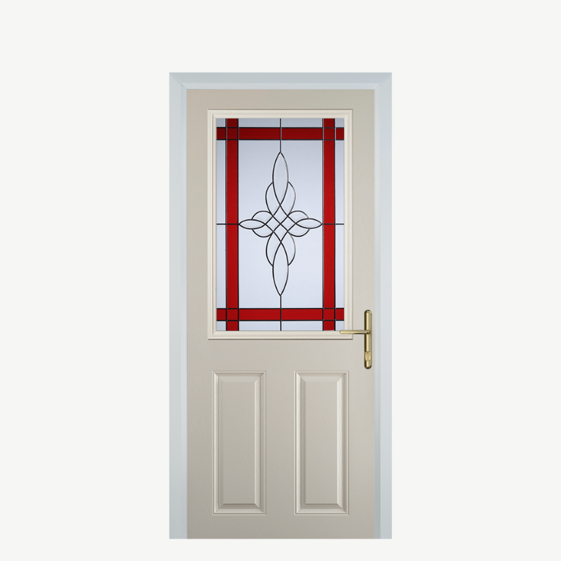 Door F 2 Panel 1 Square Cream Crystal Harmony Red image 0