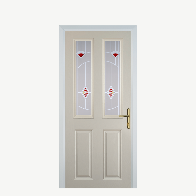 Door C 2 Panel 2 Square Cream Murano Red image 0