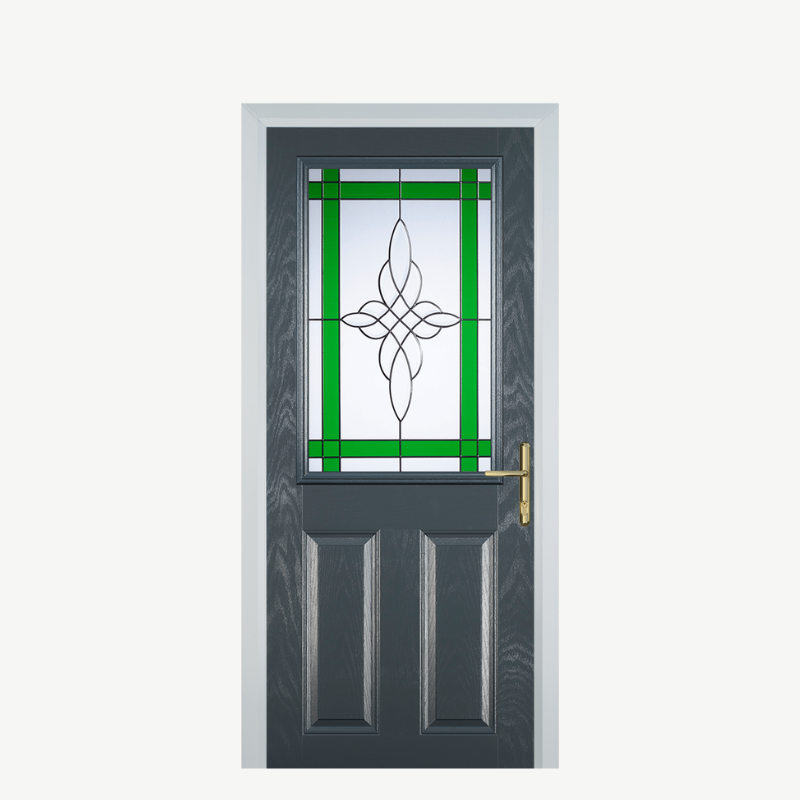 Door F 2 Panel 1 Square Grey Crystal Harmony Green image 0