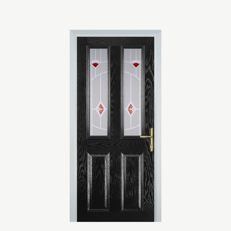 Door C 2 Panel 2 Square Black Murano Red image 0