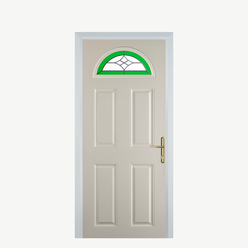 Door D 4 Panel 1 Arch Cream Crystal Harmony Green image 0