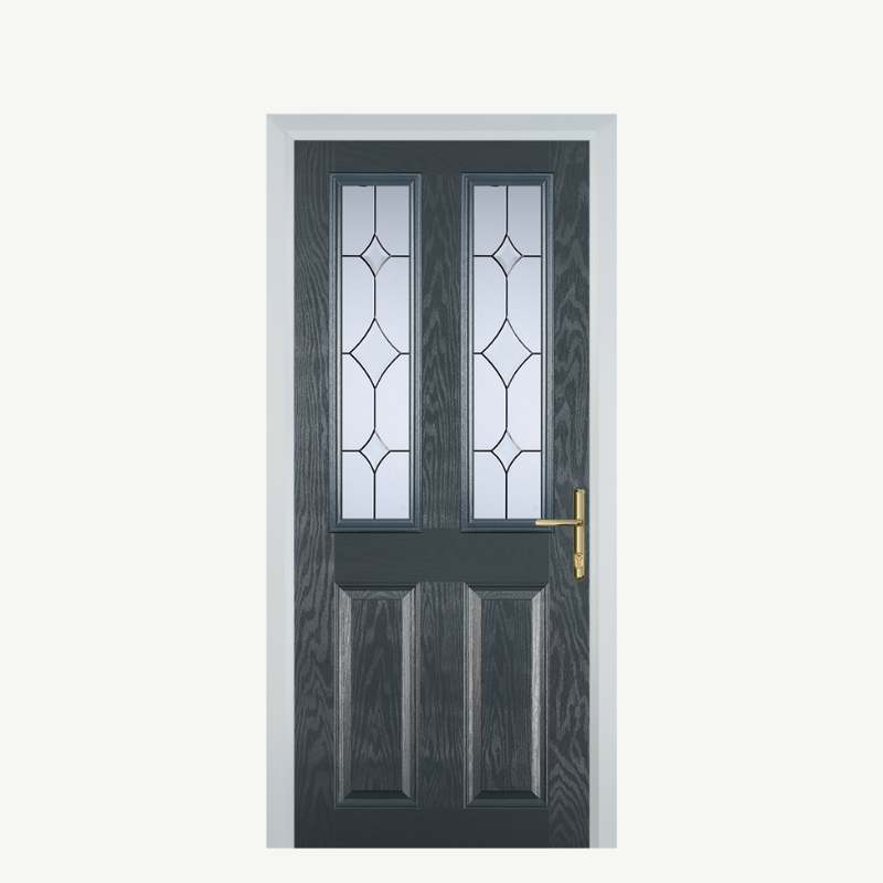 Door C 2 Panel 2 Square Grey Crystal Diamond image 0
