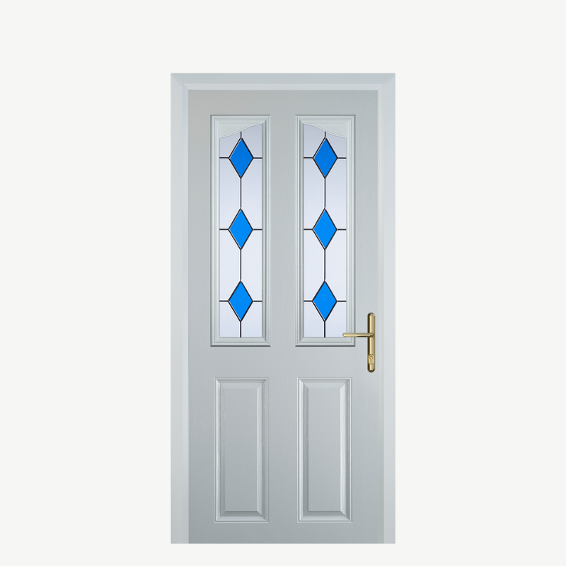 Door B 2 Panel 2 Angle White 3 Drop Diamond Blue image 0