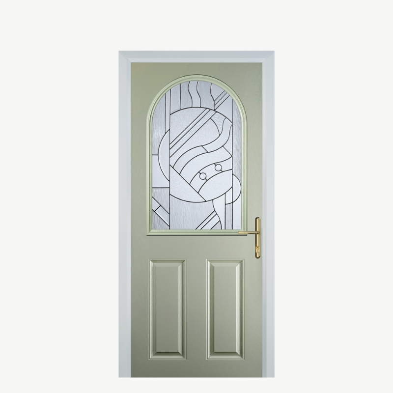 Door E 2 Panel 1 Arch Pebble Grey Zinc Art Abstract image 0