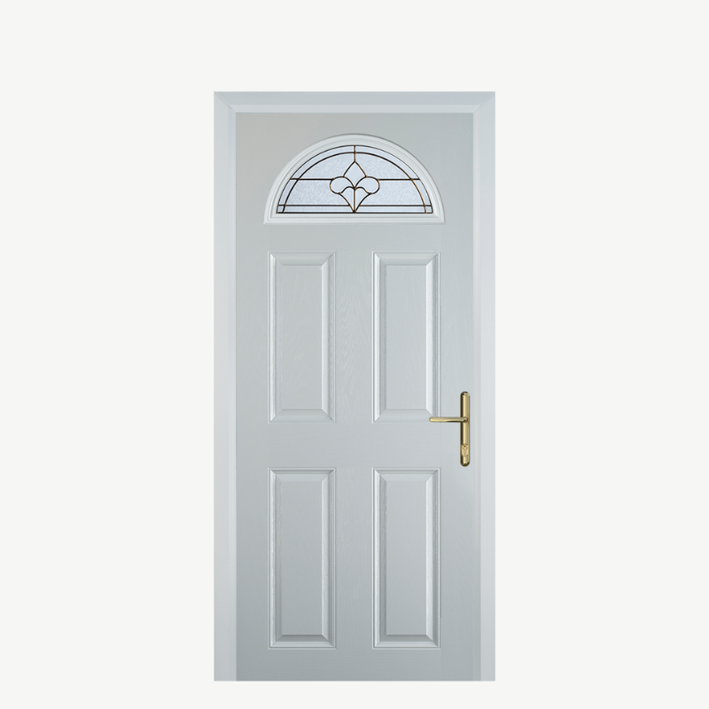 Door D 4 Panel 1 Arch White Brass Art Clarity image 0
