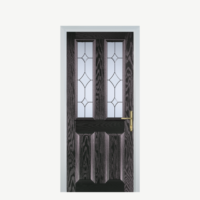 Door C 2 Panel 2 Square Black Brown Crystal Diamond image 0