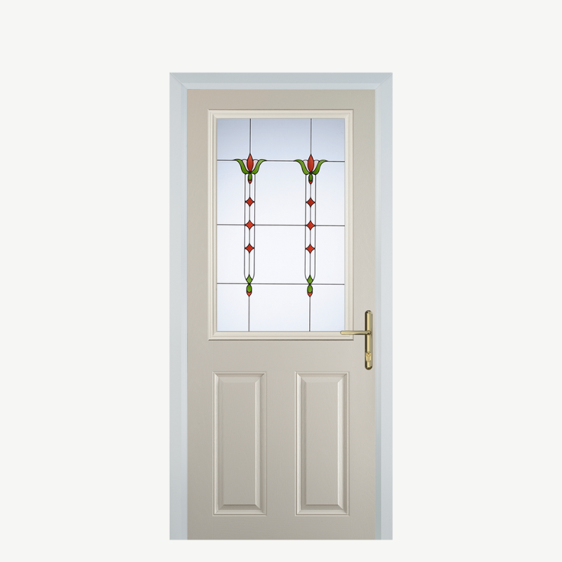 Door F 2 Panel 1 Square Cream Fleur image 0