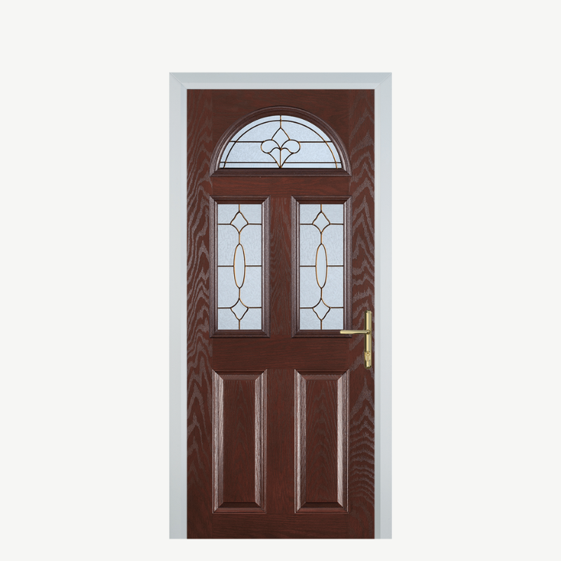 Door G 2 Panel 1 Arch Dark Wood Brass Art Clarity image 0