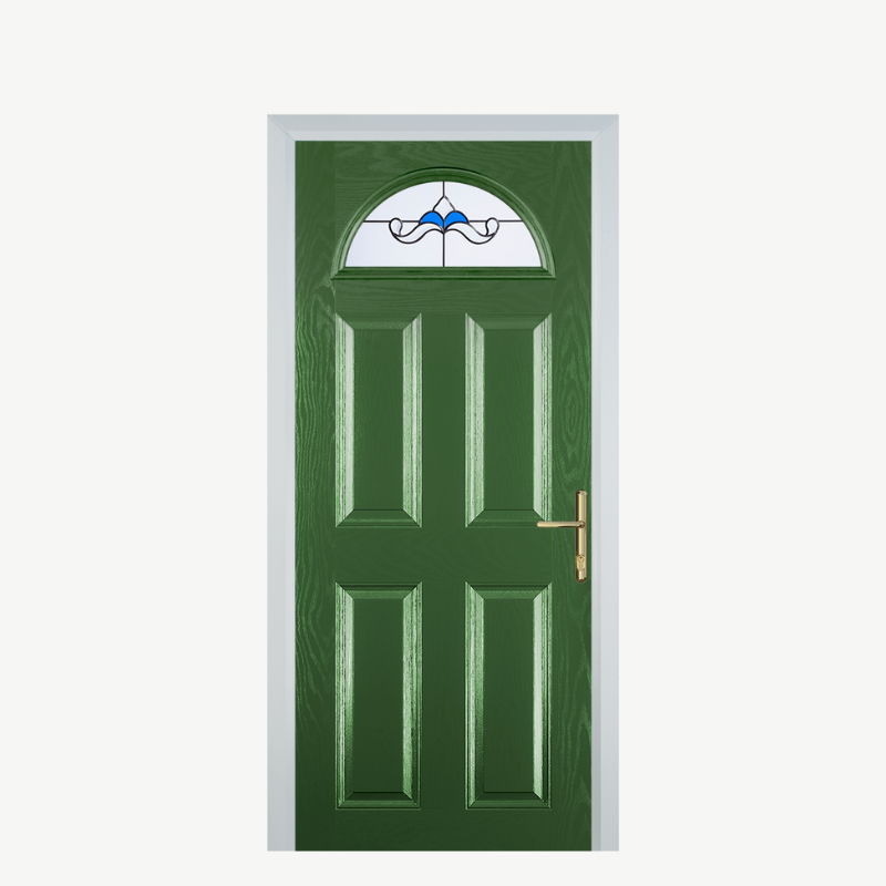 Door D 4 Panel 1 Arch Fern Green Crystal Bohemia Blue image 0