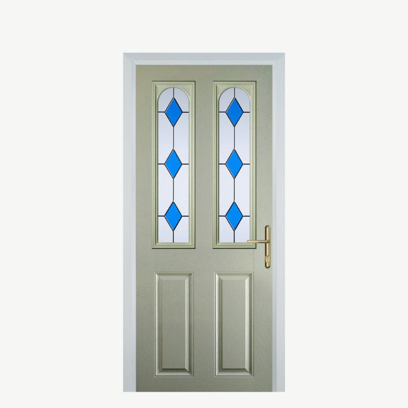 Door A 2 Panel 2 Arch Pebble Grey 3 Drop Diamond Blue image 0
