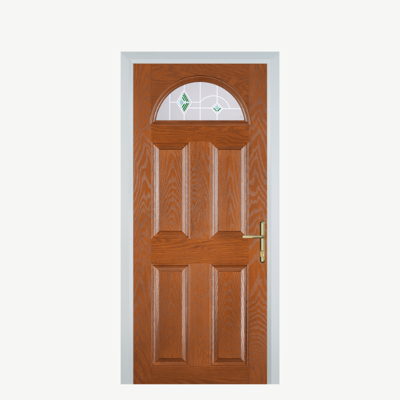 Door D 4 Panel 1 Arch Oak Murano Green image 0