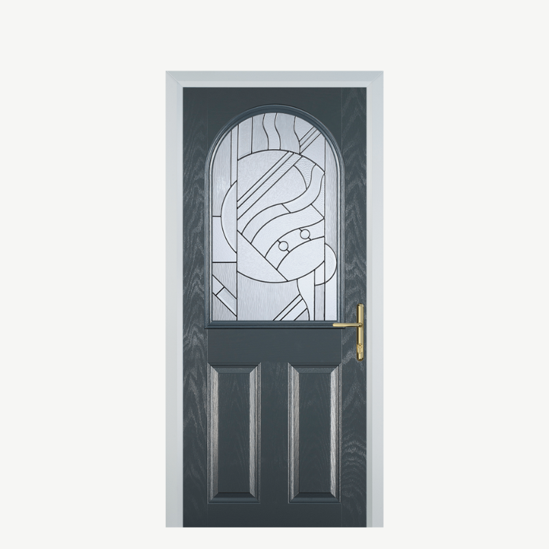 Door E 2 Panel 1 Arch Grey Zinc Art Abstract image 0